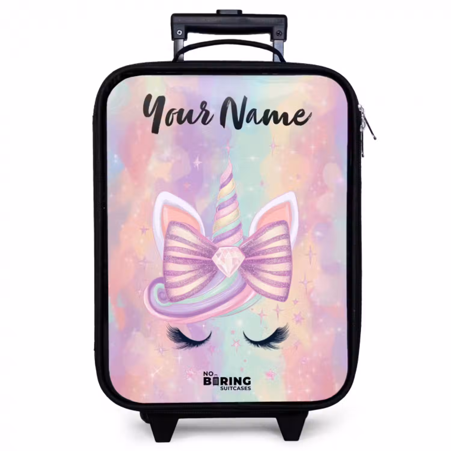 Children's suitcase with name - Unicorn - Glitter - Rainbow - Pastel