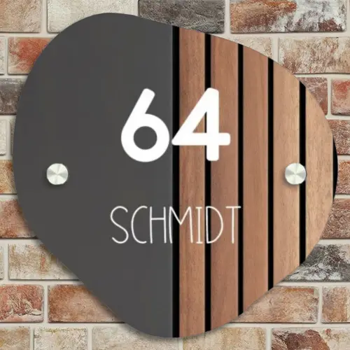 Hout en antraciet - Modern Naambord Organisch middel -sfeer10