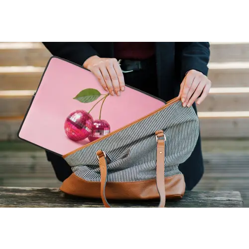 Disco - Kersen - Roze laptophoes neopreen klein -tas