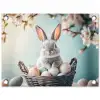 Konijn - Eieren - Mand tuinposter los doek klein -3d