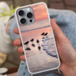 Meeuwen - Strand - Zee - Roze Hoesje iPhone 16 Pro Max met koord klein -sfeer3