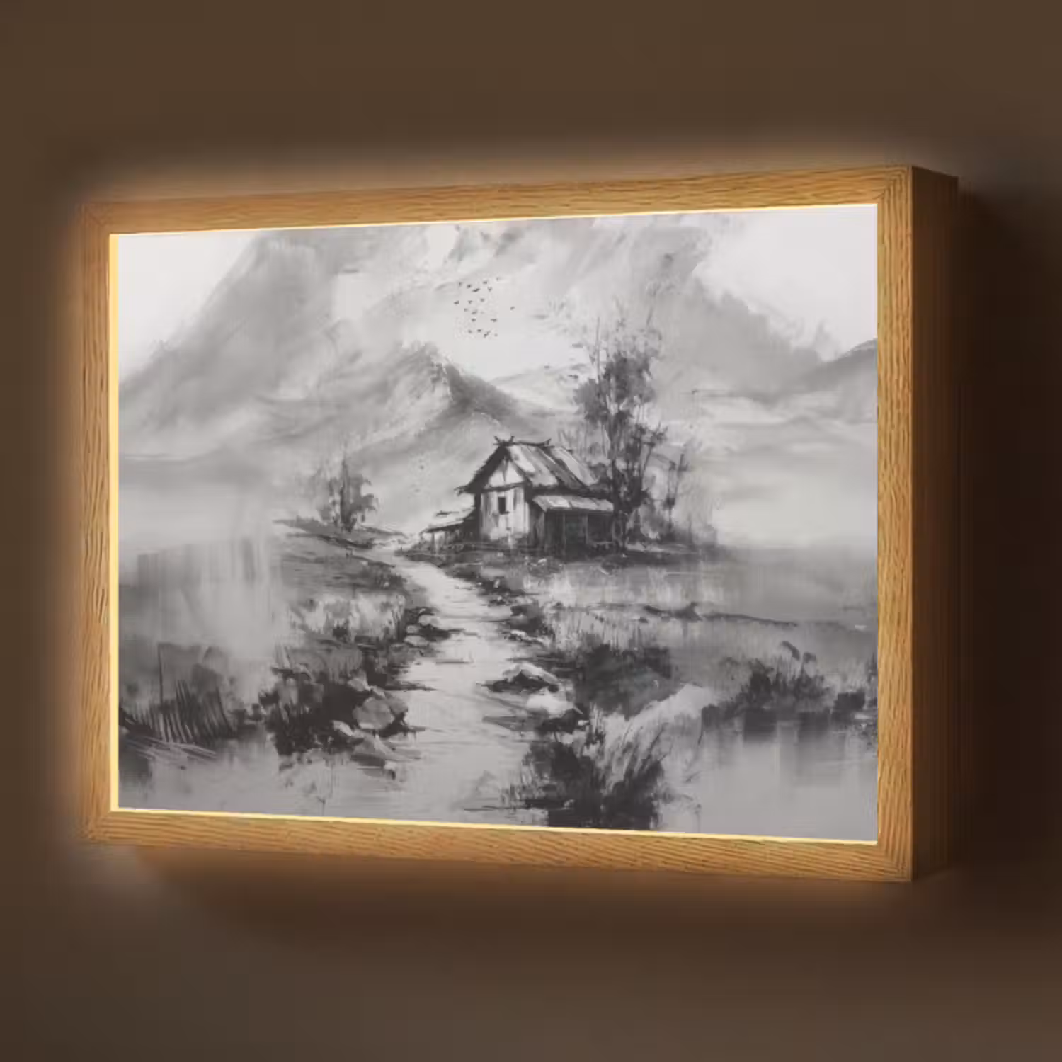 Lightbox - Wandlamp - Hut - Grijs - Bergen - Mistig