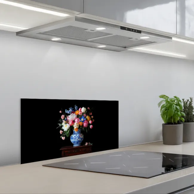 Rozen - Bloemen - Vaas - Boeket keuken achterwand spatscherm klein -3d_schuin