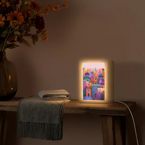Kleurrijk paradijs - Levendig - Islamitisch Light Box met kabel (Tafellamp) klein -sfeer4