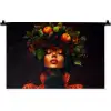 Vrouw - Zwart - Bessen - Bramen - Appels Wandkleed katoen klein -zz3d