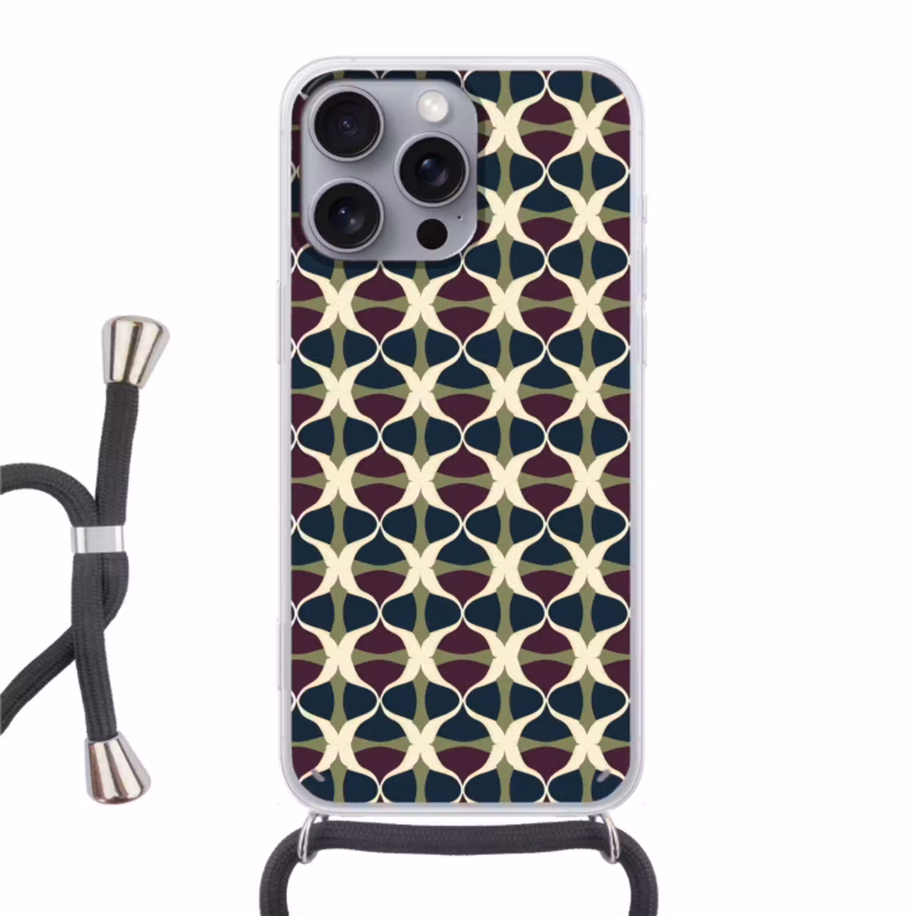 Abstract - Retro - Kleurrijk Hoesje iPhone 16 Pro Max met koord klein 804 -3d