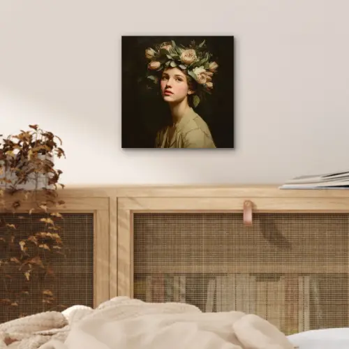 Bloemenstilte - Vrouw - Portret aluminium wit klein -sfeer3