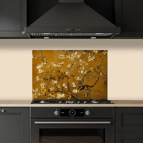 Amandelbloesem - Kunst - Van Gogh - Goud keuken achterwand spatscherm klein -sfeer1