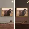 Paard - Zonsondergang - Bruin Light Box met batterij (Wandlamp) middel -sfeer3