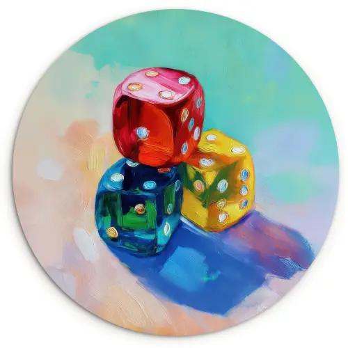 Dobbelstenen - Kleurrijk - Getallen - Stipjes Wandcirkel plexiglas klein -3d