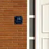Blauwe bloemen - Klassiek Naambord Vierkant klein -sfeer3-XS