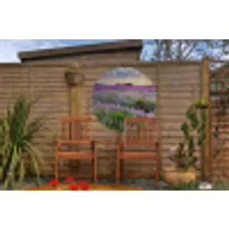 Bloemen - Lavendel - Paars - Lucht - Zonsondergang - Weide - Natuur Wandcirkel tuinposter met ringen klein -buiten3