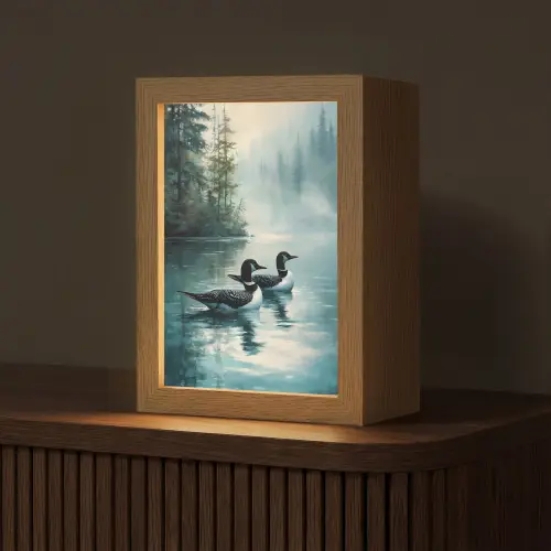 Bos - Water - Eenden - Mistig Light Box met kabel (Tafellamp) klein -z3d_website