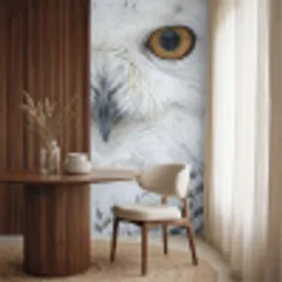 Sneeuwuil - Oog - Wildlife - Wit Behang Vlies klein -sfeer1