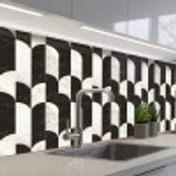 Bogen - Tegels - Marmer - Zwart - Wit keuken achterwand 2 middel 871 -3d_schuin