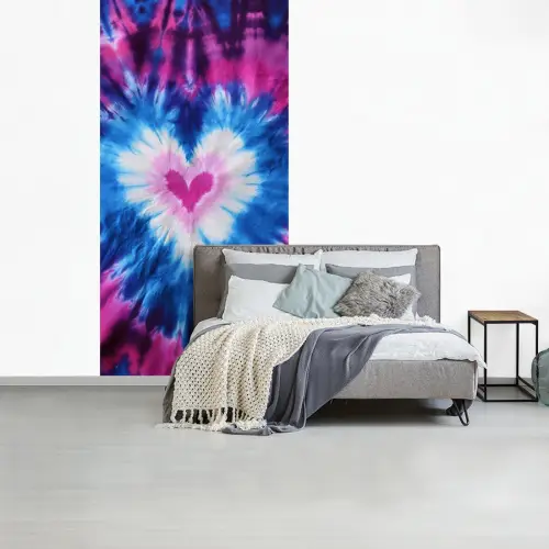 Hartvormig - Tie dye - Paars fotobehang vinyl groot -slaapkamer