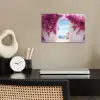 Zee - Roze - Bloemen - Poort poster papier klein -sfeer1