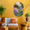 Tuinhuisje - Blauw - Bloemen Wandcirkel Ovaal Glas middel -sfeer4