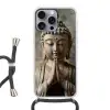 Boedha - Beeld - Bruin - Rust Hoesje iPhone 16 Pro Max met koord klein -3d