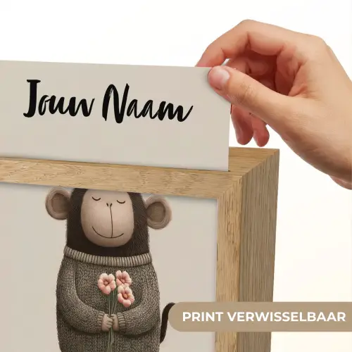 Aap - Roze bloemen - Speels Light Box met kabel (Kinderlampje) klein -USP_websiteprintNL