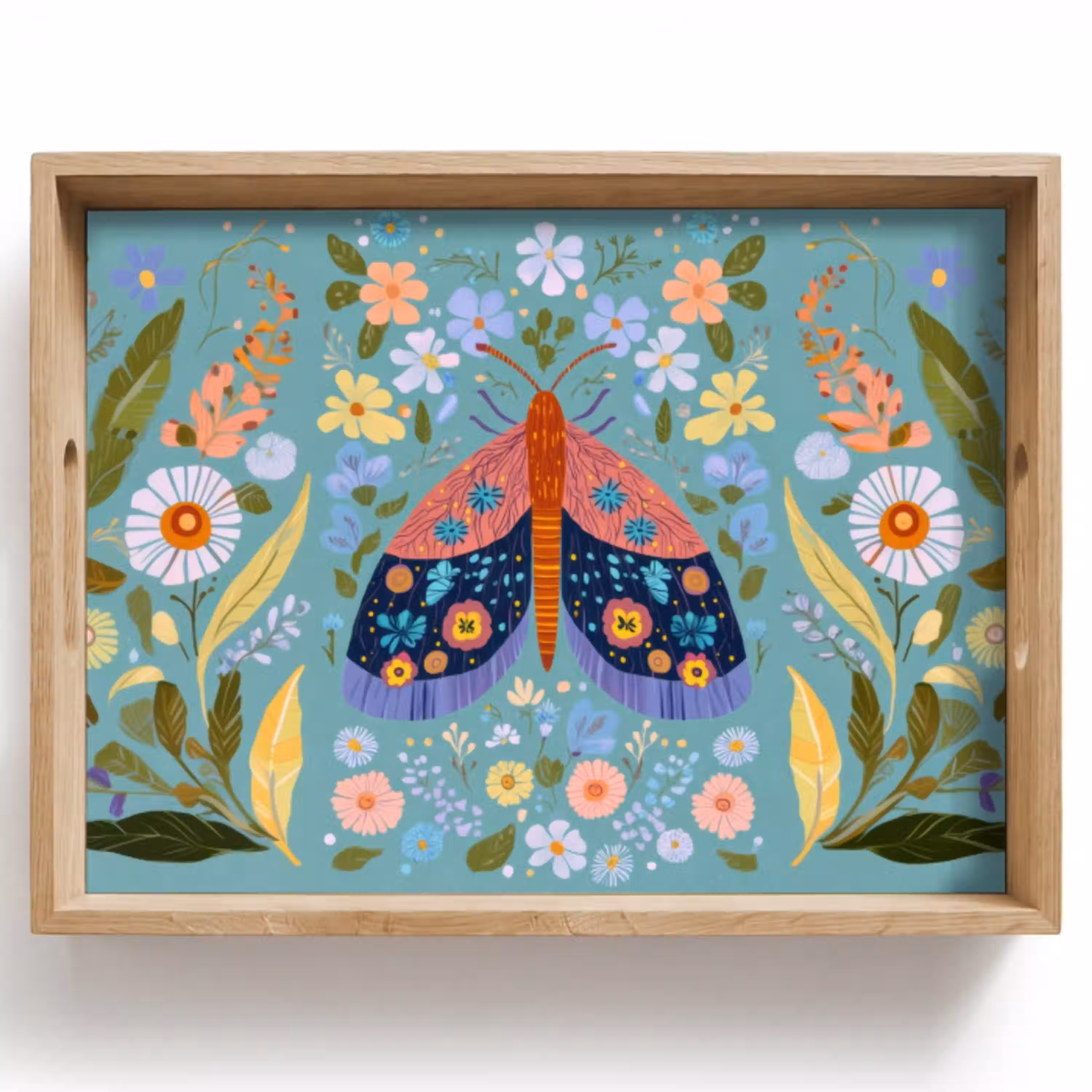 Vlinder - Sierlijk - Bloemen - Bladeren Dienblad Rechthoek middel -z3d_shopping