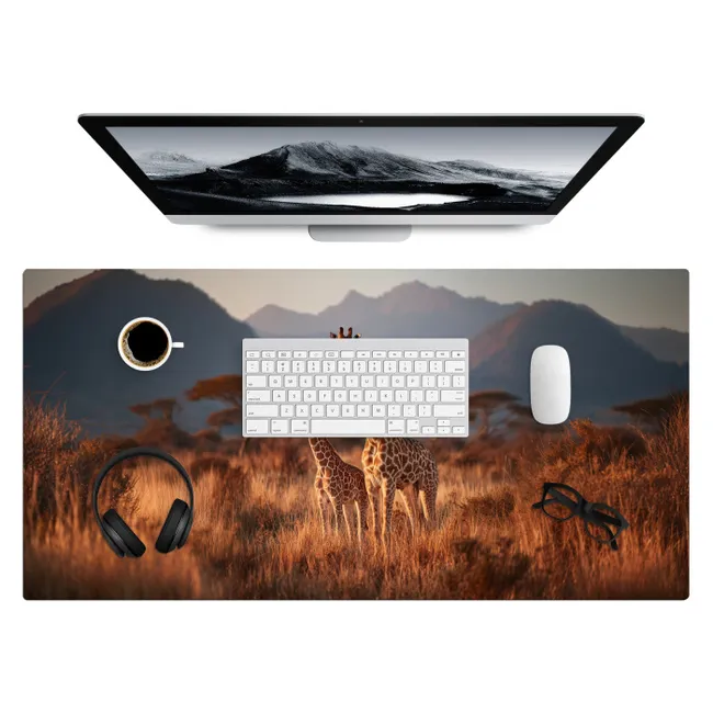 Desk Mat - Giraffes - High grass - Acacia trees