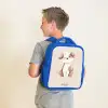 Hond in de kleuren bruin en beige Kinderrugzak - Blauw middel -sfeer2