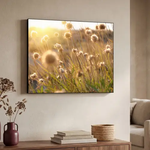 Planten - Natuur - Bloemen - Zon - Horizon Textielframe zwart klein -sfeer3