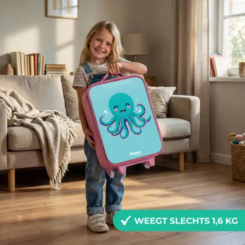 Octopus - Water - Blauw Kinderkoffer - Roze klein -sfeer2_NL