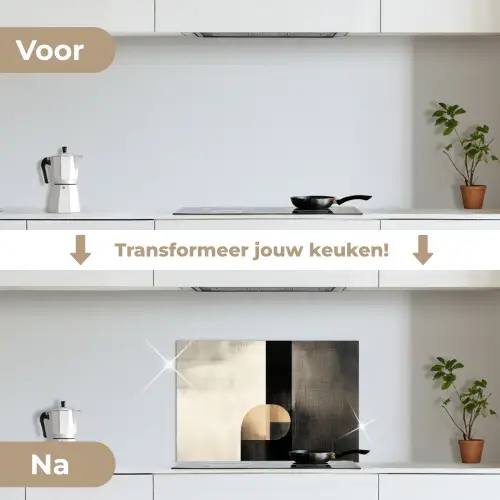 Vormen - Modern - Zwart keuken achterwand spatscherm klein -voor_na_NL
