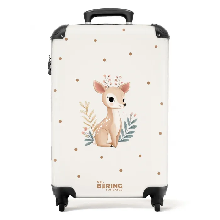 Hertje met planten in een veld vol stippen NBS - Handbagage koffer - Kinderen Unisex middel -productfoto_recht