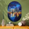 Skyline Toronto - Modern - Stadslicht - Blauw Wandcirkel Ovaal Glas middel -sfeer2