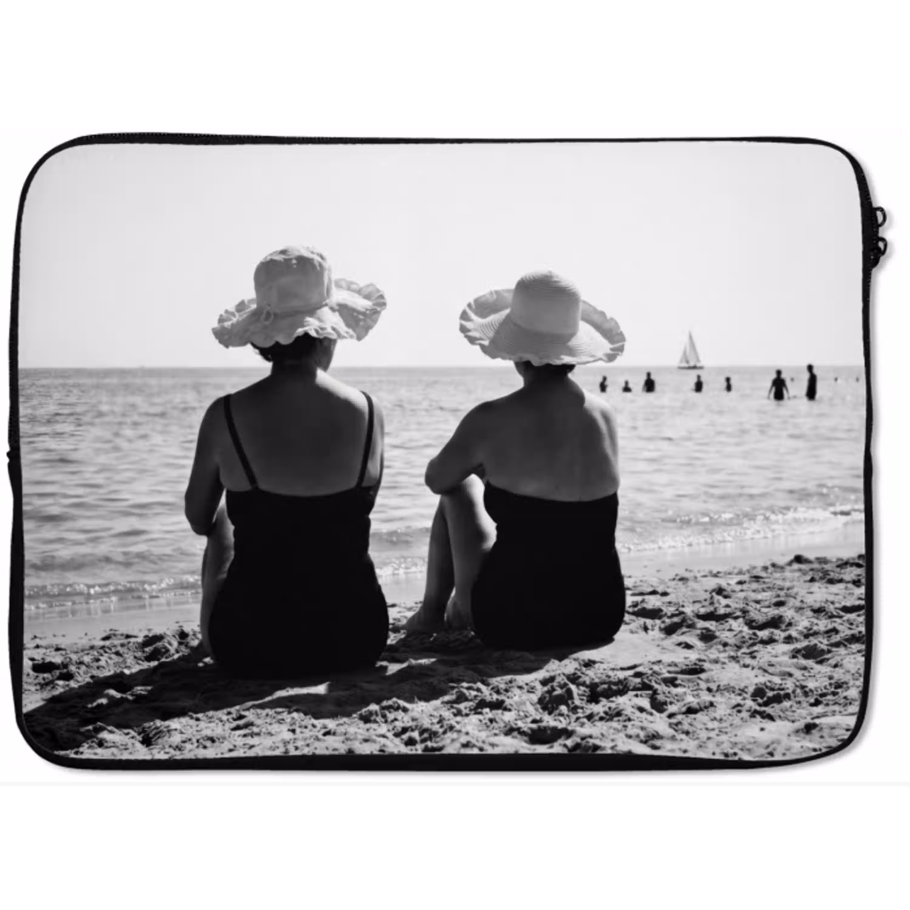 Vrouwen - Zonnehoed - Strand - Zwart - Wit laptophoes neopreen klein -zkaufland3dotto