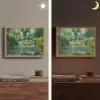 Brug - Hout - Vijver - Waterlelies Light Box met batterij (Wandlamp) middel -sfeer3