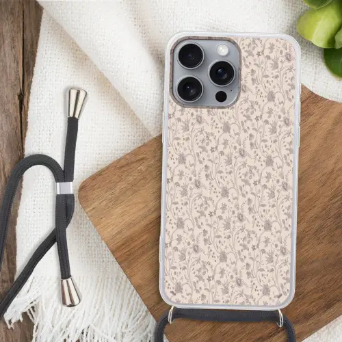 Patroon - Bloemen - Paars Hoesje iPhone 16 Pro Max met koord klein 804 -sfeer4