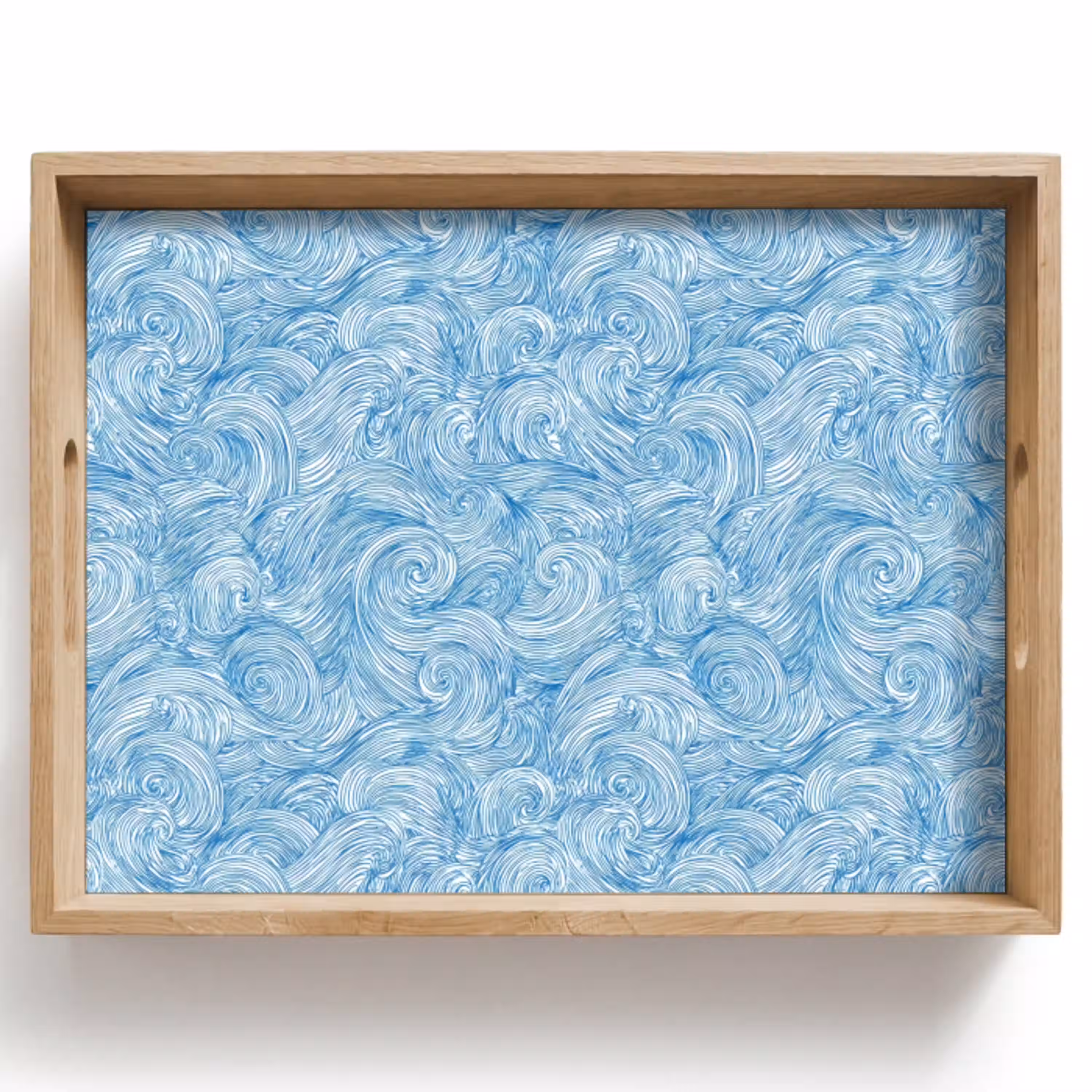 Blauw - Wit - Spiraal - Golven - Lijnen Dienblad Rechthoek middel 911 -z3d_shopping