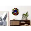 Mondriaan - Glas in lood - Oude Meesters - Kunstwerk - Abstract - Schilderij Wandcirkel aluminium klein -kantoor