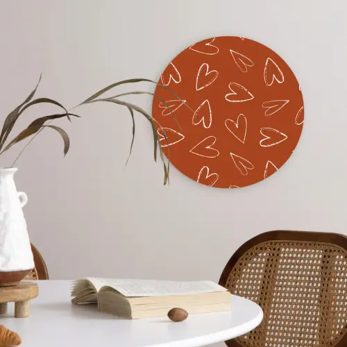 Terracotta - Wit - Hartjes Wandcirkel plexiglas klein 852 -sfeer4