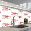 Kreeften - Rood - Patroon keuken achterwand 2 middel -3d_schuin