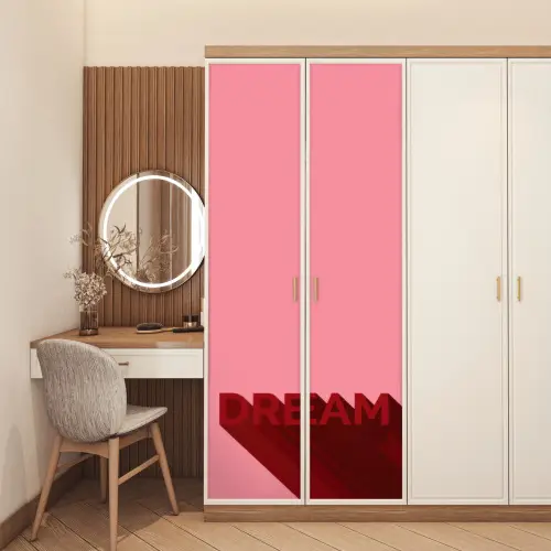 Dream - 3D - Rood - Roze deurposter klein -sfeer3