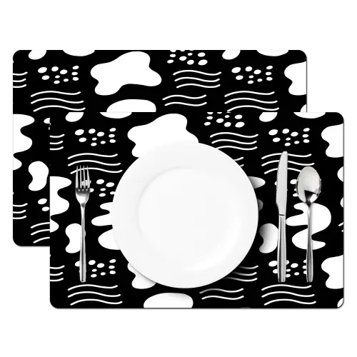 Wit - Zwart - Dynamisch - Patroon Placemat vinyl groot 368 -zzsfeer2_Kitchenyeah-website