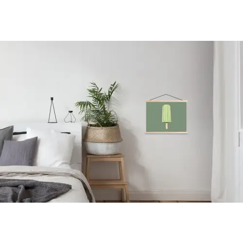 Groen - Waterijsje - Stokje - Illustratie textielposter latten blank klein -woonkamer