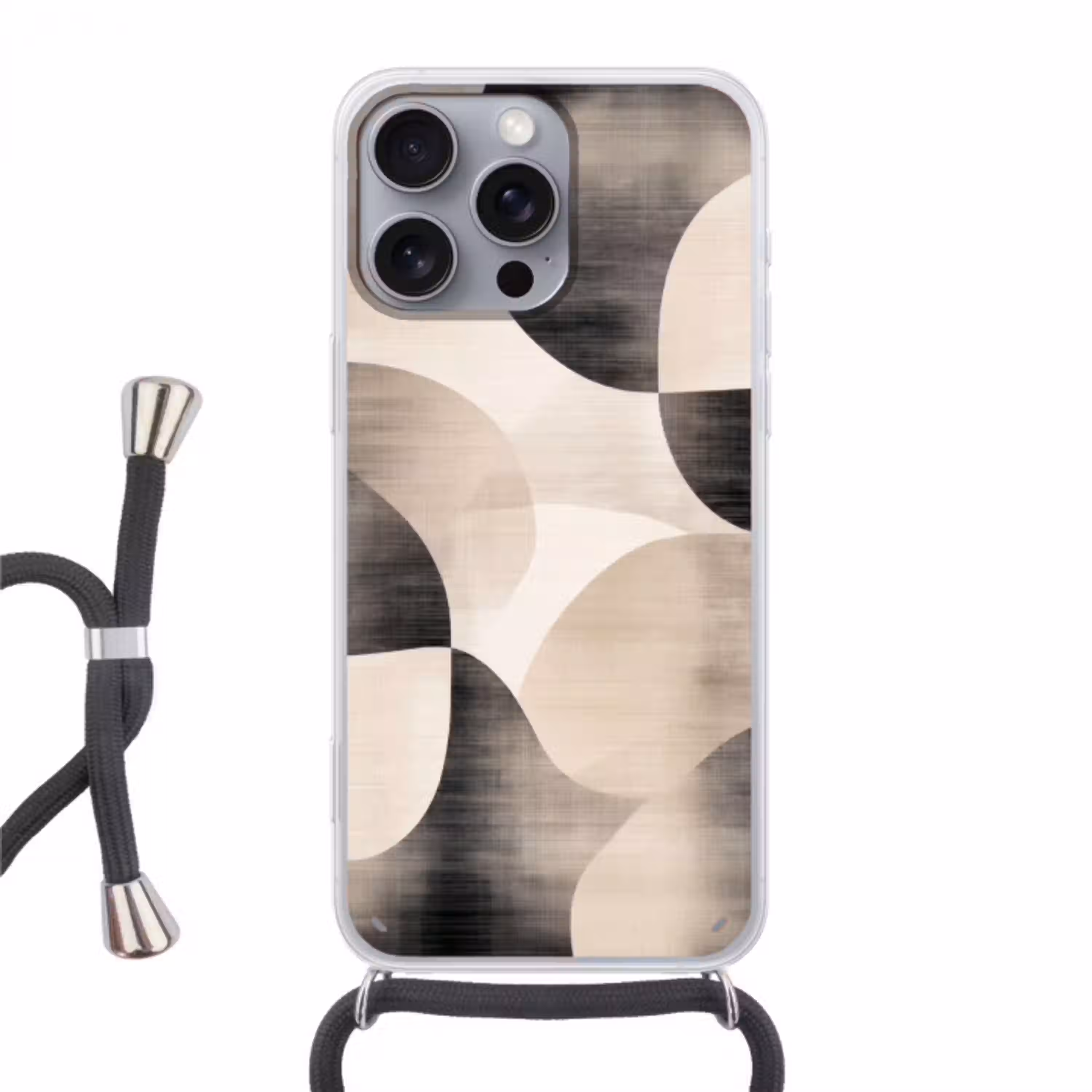 Grillige vormen - Subtiele overgangen - Dynamisch Hoesje iPhone 16 Pro Max met koord klein -3d