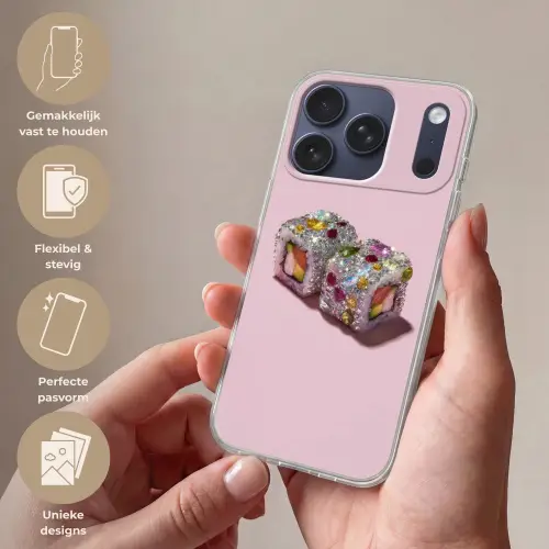 Sushi - Rolletjes - Steentjes - Kleurrijk Telefoonhoesje iPhone 17 Pro klein -sfeer3_NL