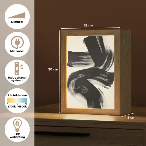Strepen - Zwart - Abstract Light Box met kabel (Tafellamp) klein -USP_NL