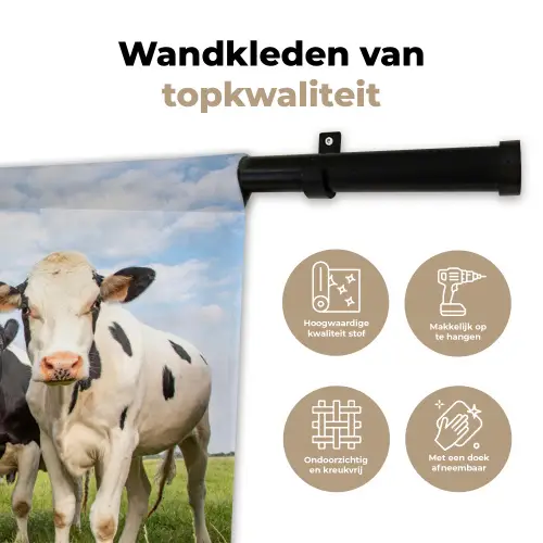 Koeien - Weiland - Dieren - Natuur - Gras Wandkleed katoen klein -sfeer2