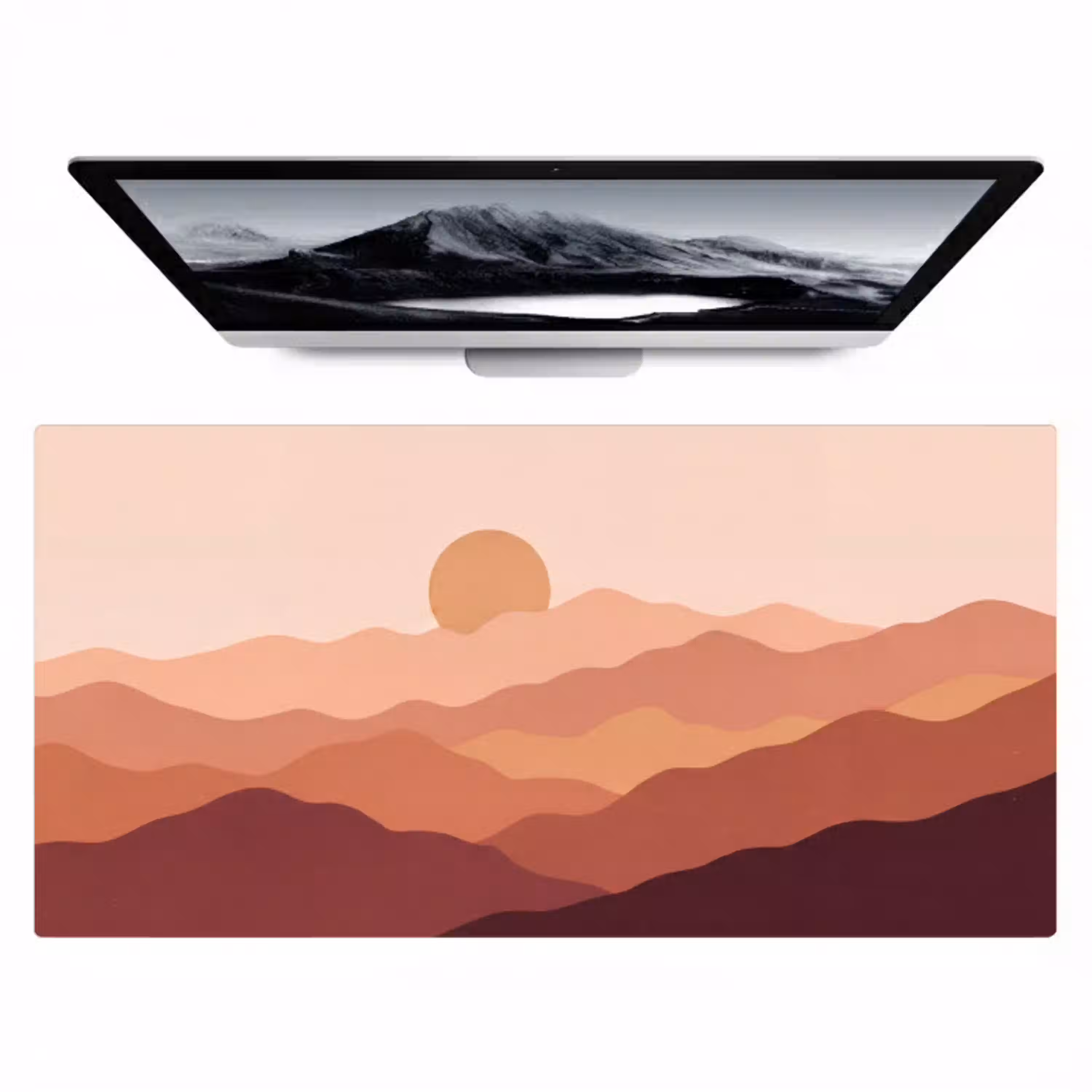 Natuur - Heuvels - Abstract - Modern - Oranje Muismat XXL klein -zzz3d