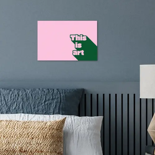 Groen - Teskt - This is art - Roze poster papier klein -sfeer2