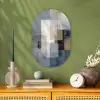 Rechthoeken - Abstract - Blauw Wandcirkel Ovaal Forex klein -sfeer2