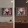 Panda - Jas - Graffiti - Oranje Light Box met batterij (Wandlamp) middel -sfeer3